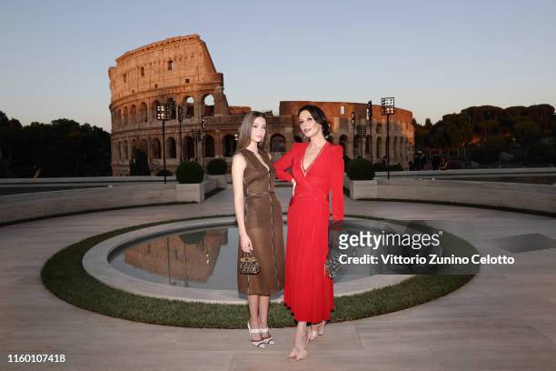 Catherine Zeta Jones and Carys Zeta Douglas attend the Cocktail at Fendi Couture Fall Winter 2019/2020 on July 04, 2019 in Rome, Italy.