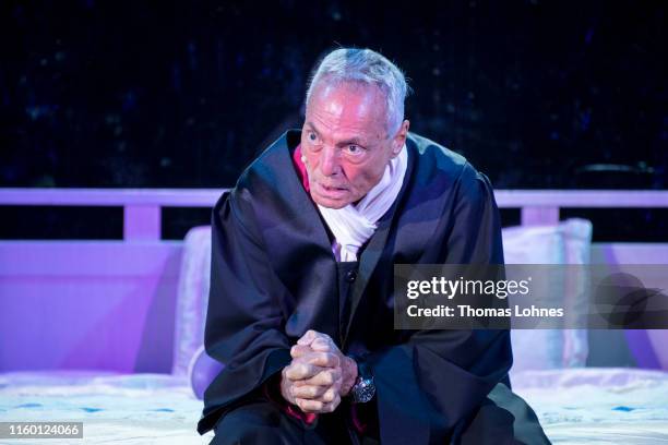 Dieter Laser as 'Advocate Huld' performs at the final rehearsal of "Der Prozess" during the 69. Bad Hersfelder Festspiele 2019 on July 04, 2019 in...