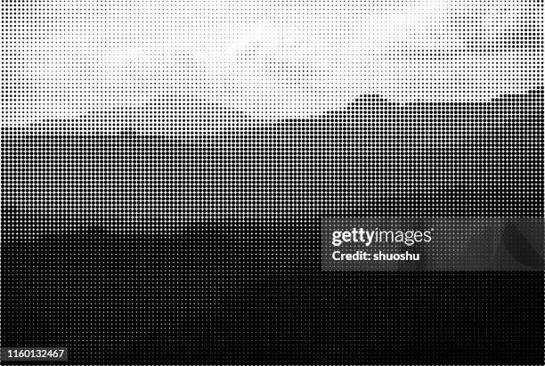 monochromen stil berglandschaft halbton hintergrund - berg stock-grafiken, -clipart, -cartoons und -symbole