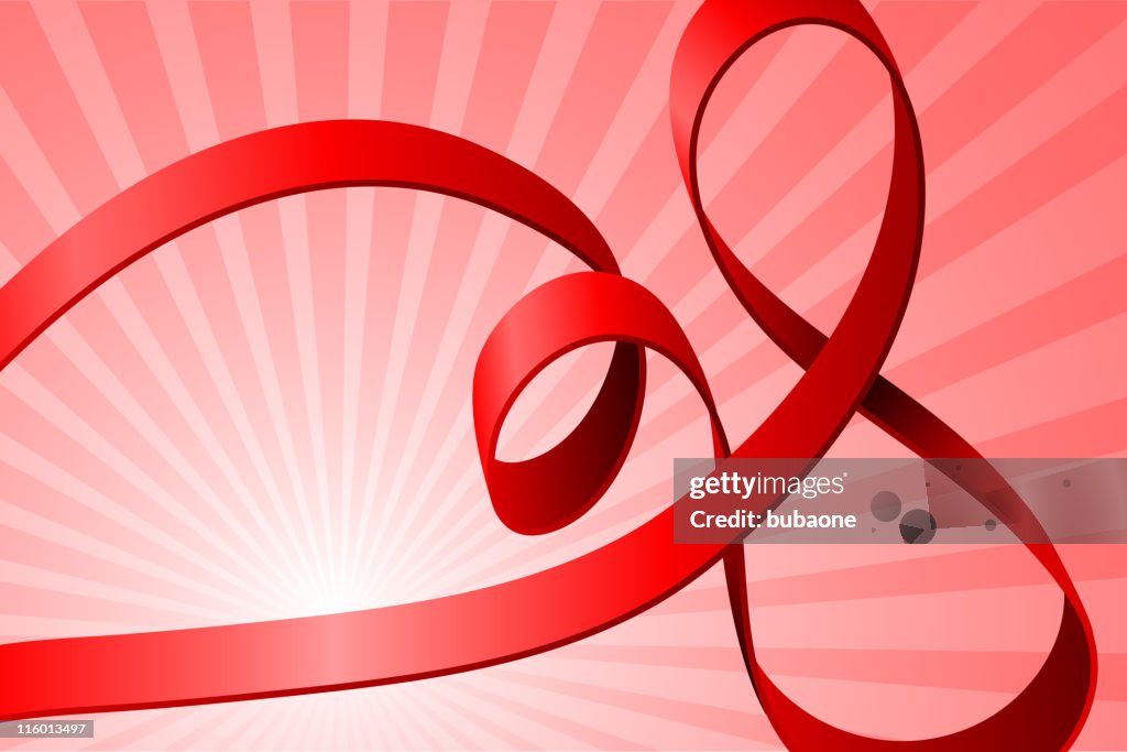 Pink curled ribbon against a striped pink background.