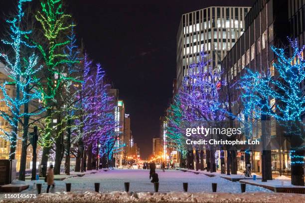 sapporo kita 3-jo plaza at night - snow festival stock pictures, royalty-free photos & images