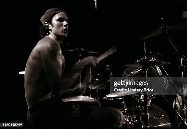 September 27: Drummer Chad Smith performs in Red Hot Chili Peppers for Rock for Choice at the Hollywood Palladium on September 27, 1992 in Los...