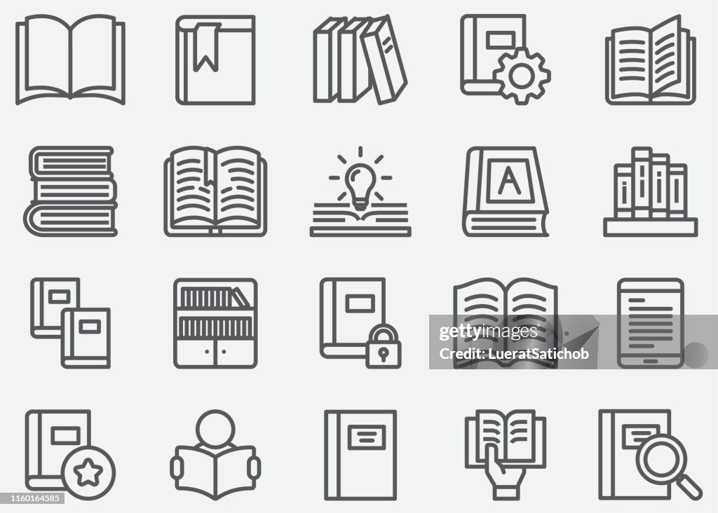 Iconos de Libro y Lectura de Líneas
