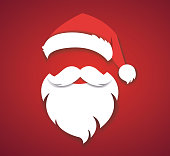 merry christmas vector concept red with christmas hat and santa white beard illustration eps10
