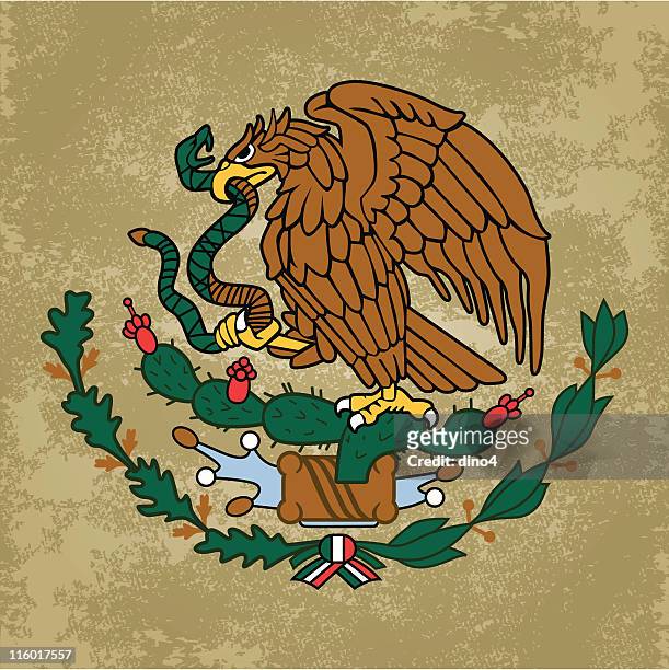 ilustraciones, imágenes clip art, dibujos animados e iconos de stock de escudo de méxico - eagle bird