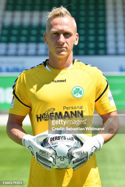 Sascha Burchert of SpVgg Greuther Fuerth poses during the team presentation at Sportpark Ronnhof on July 02, 2019 in Fuerth, Germany.