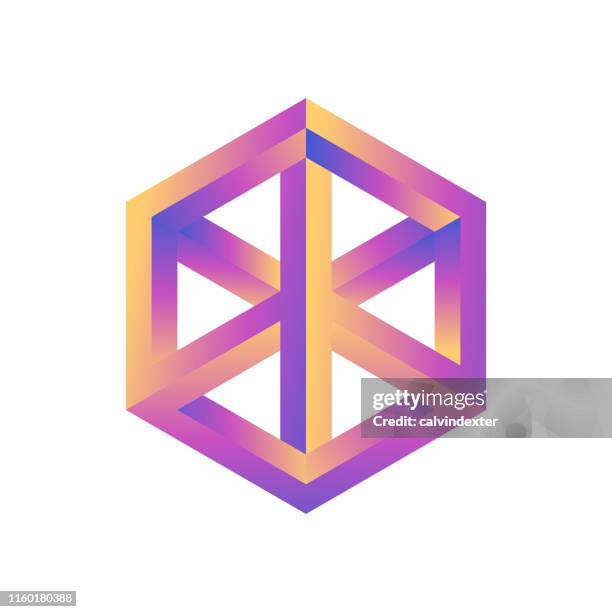 impossible geometry shape - illusion stock illustrations