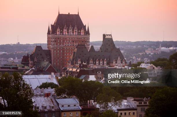 Sunrise over Fairmont Le Château Frontenac in Quebec City on Day 2 of the 53rd Festival D'été Quebec on July 4, 2019 in Quebec City, Canada.