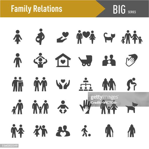 ilustrações de stock, clip art, desenhos animados e ícones de family relations icons - big series - família biparental