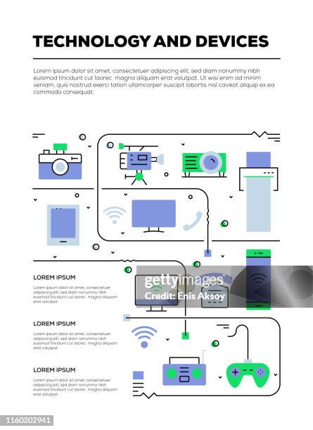 technology and devices infographic design - electronic store display stock illustrations