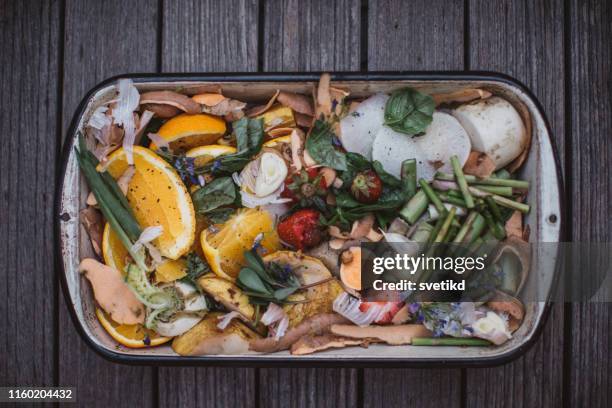 voorbereiden voor het maken van compost - leftovers stockfoto's en -beelden