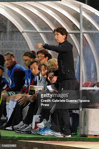 Maren Meinert head coach of Germany in action during final match of Women's Under 19 European Football Championship between Germany and Norway on...
