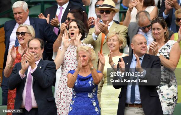 Actress Phoebe Waller-Bridge and rower Katherine Grainger attend day five of the Wimbledon Tennis Championships at All England Lawn Tennis and...