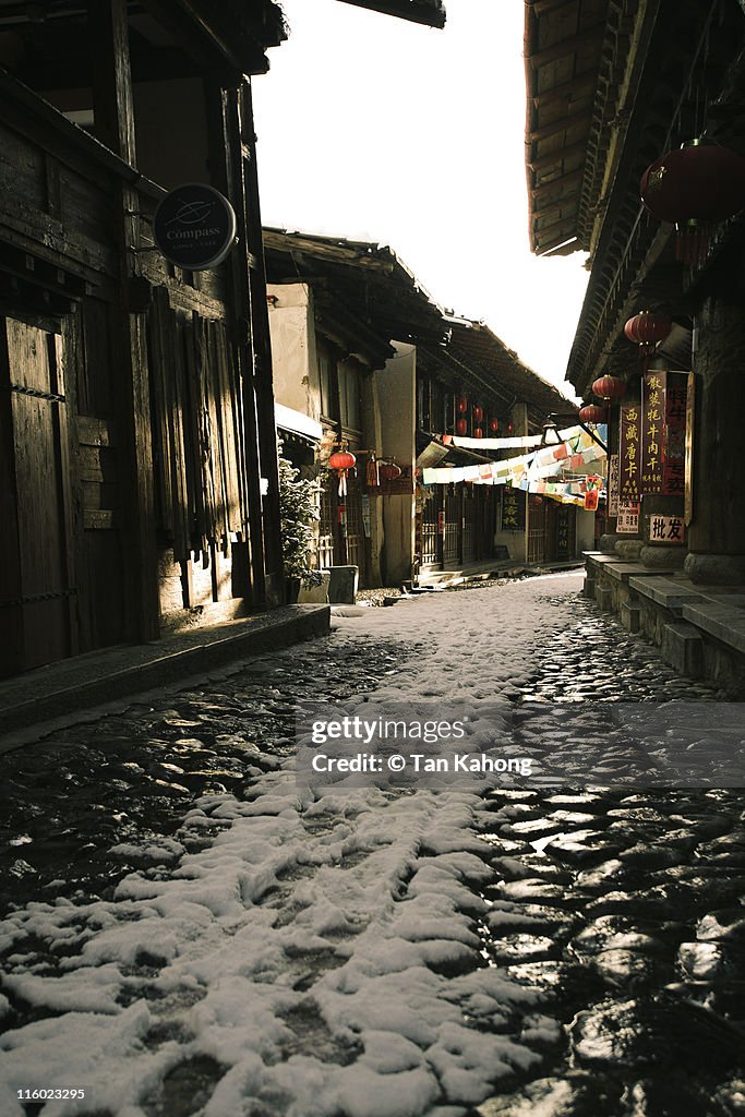 Small alley in old town of Shangri La