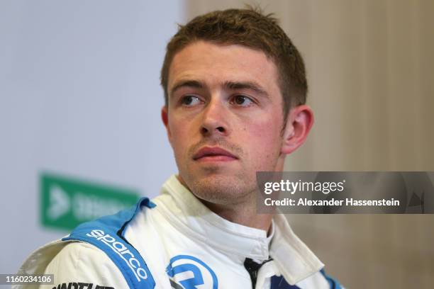 Paul Di Resta of Great Britain and R-Motorsport attends a press conference at the DTM 2019 German Touring Car Championship at Norisring on July 05,...