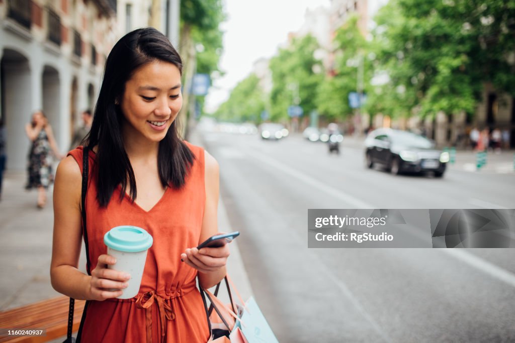 Young woman walking on the street
