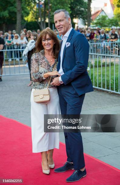 Henry Maske und his wife Manuela Maske attend the opening of the 69. Bad Hersfelder Festspiele 2019 at Stiftsruine on July 05, 2019 in Bad Hersfeld,...