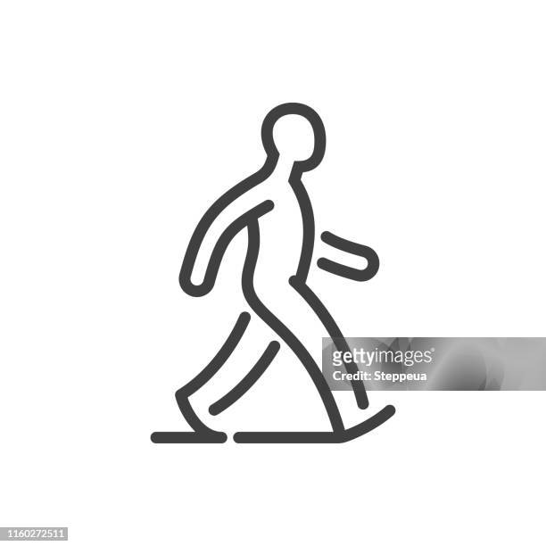 walking-mann-linie-symbol - gehen stock-grafiken, -clipart, -cartoons und -symbole