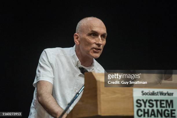 Suspended Labour MP Chris Williamson makes a speech about democratising the Labour Party and the economy at the Marxism Festival on July 5, 2019 in...