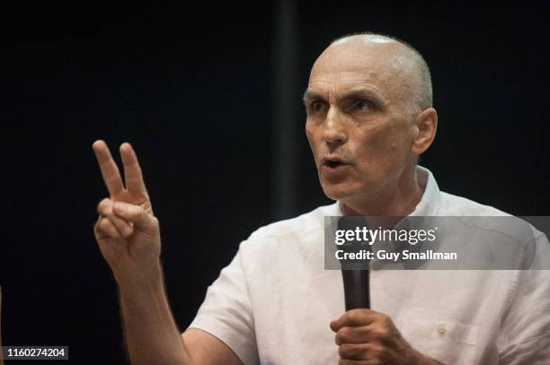 Suspended Labour MP Chris Williamson makes a speech about democratising the Labour Party and the economy at the Marxism Festival on July 5, 2019 in...