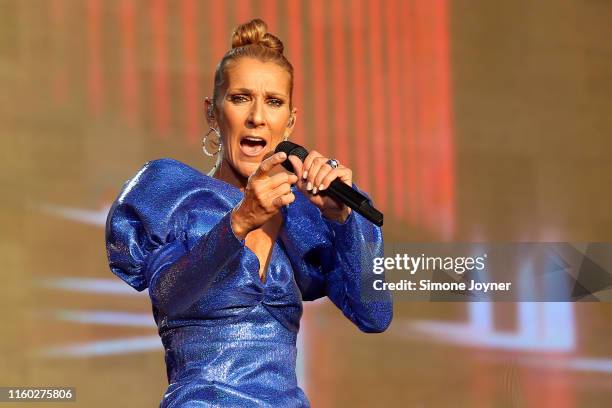Celine Dion performs live on stage at Barclaycard Presents British Summer Time Hyde Park at Hyde Park on July 05, 2019 in London, England.