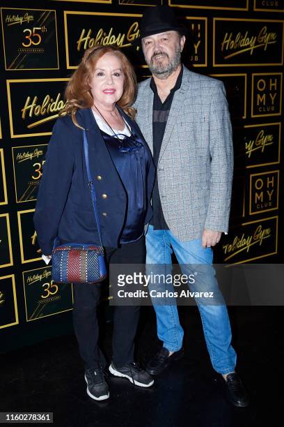 Fedra Lorente and Miguel Morales attend 'Holiday Gym' 35th anniversary party on July 05, 2019 in Madrid, Spain.