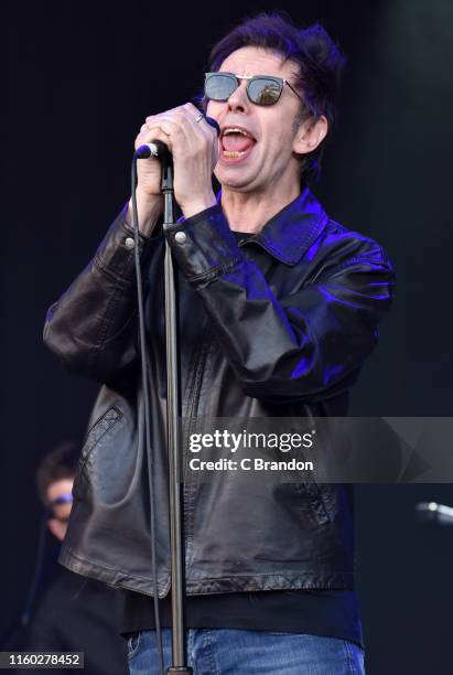 Ian McCulloch of Echo & The Bunnymen performs on stage during Day 1 of the Cornbury Festival 2019 on July 05, 2019 in Oxford, England.