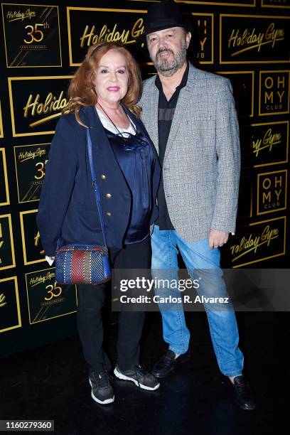 Fedra Lorente and Miguel Morales attend 'Holiday Gym' 35th anniversary party on July 05, 2019 in Madrid, Spain.