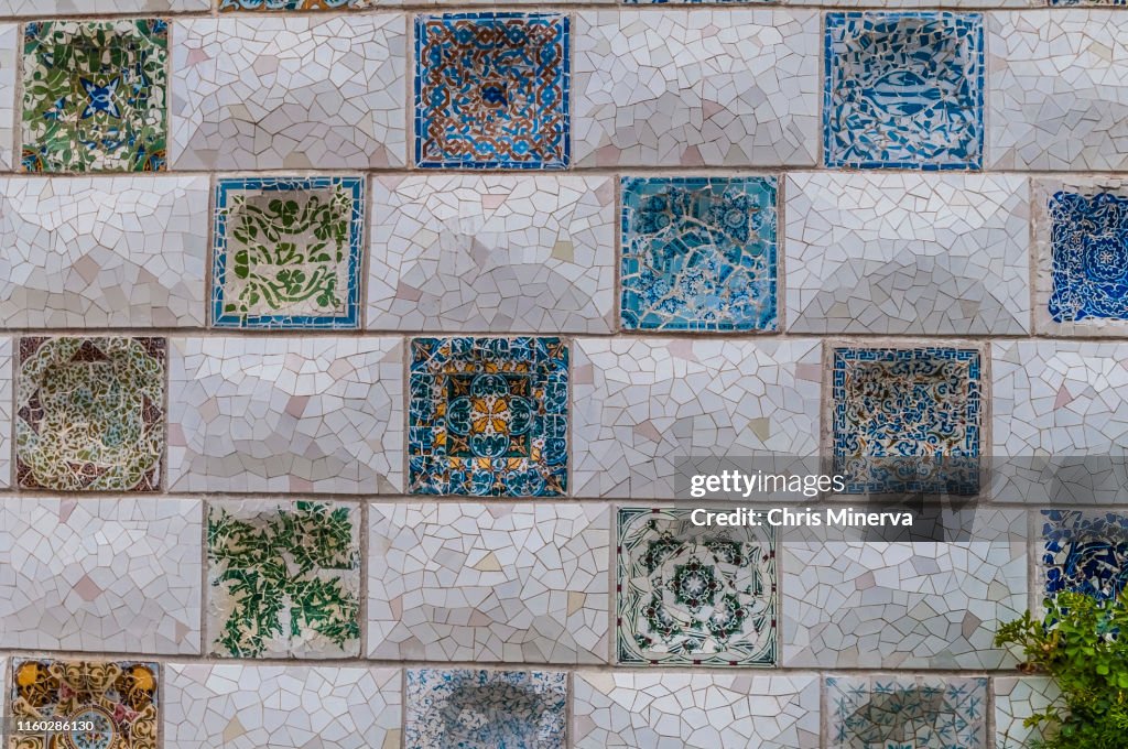 Antoni Gaudi Tile Ornate Barcelona Pavement Tiles By Gaudi Stock Photo