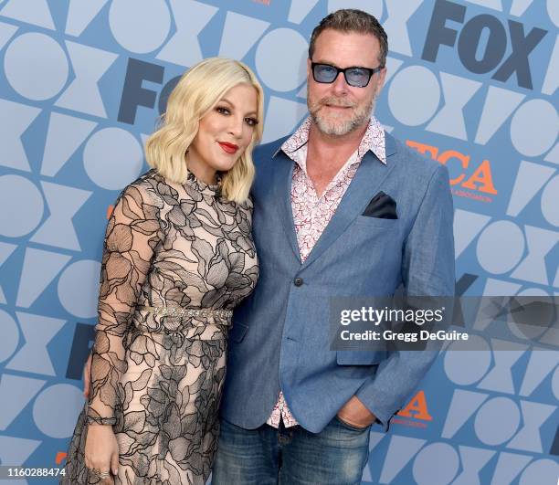 Tori Spelling and Dean McDermott arrive at the FOX Summer TCA 2019 All-Star Party at Fox Studios on August 7, 2019 in Los Angeles, California.