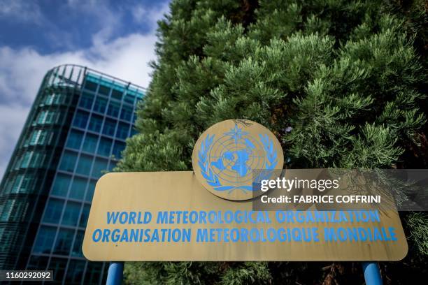 View of the building of the World Meteorological Organization hosting the 50th session of the Intergovernmental Panel on Climate Change on August 8,...