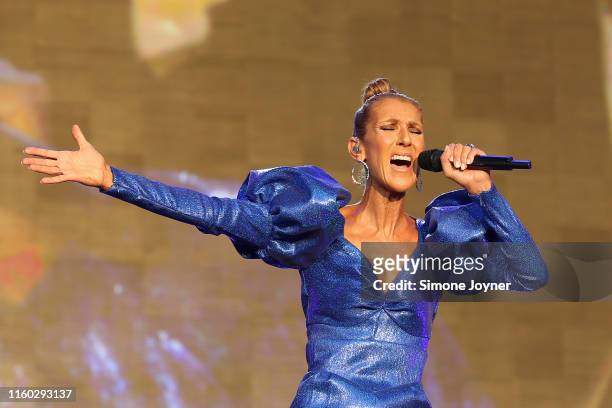 Celine Dion performs live on stage at Barclaycard Presents British Summer Time Hyde Park at Hyde Park on July 05, 2019 in London, England.