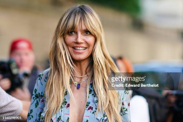 Heidi Klum is seen, outside Valentino, during Paris Fashion Week Haute Couture Fall/Winter 2019/20, on July 03, 2019 in Paris, France.