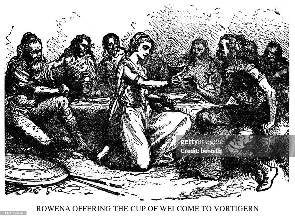 Rowena offering the Cup of welcome to Vortigern
