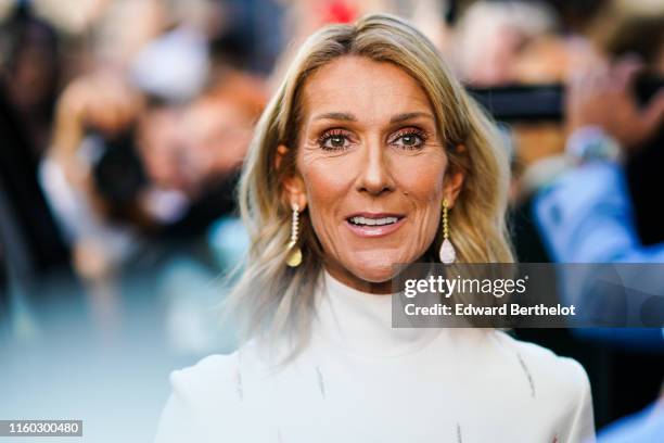 Celine Dion is seen, outside Valentino, during Paris Fashion Week Haute Couture Fall/Winter 2019/20, on July 03, 2019 in Paris, France.