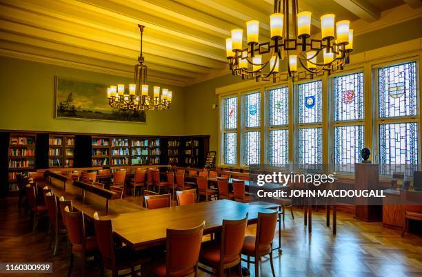 View of the library in the main building of the Friedrich Loeffler Institute , the Federal Research Institute for Animal Health, on the island of...