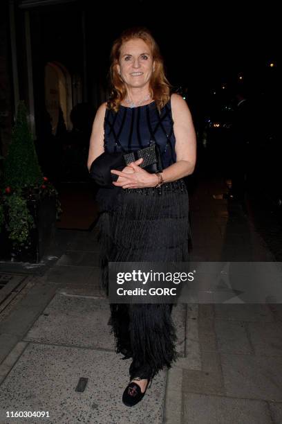 Sarah Ferguson seen leaving Claridge's Hotel in Mayfair on July 05, 2019 in London, England.