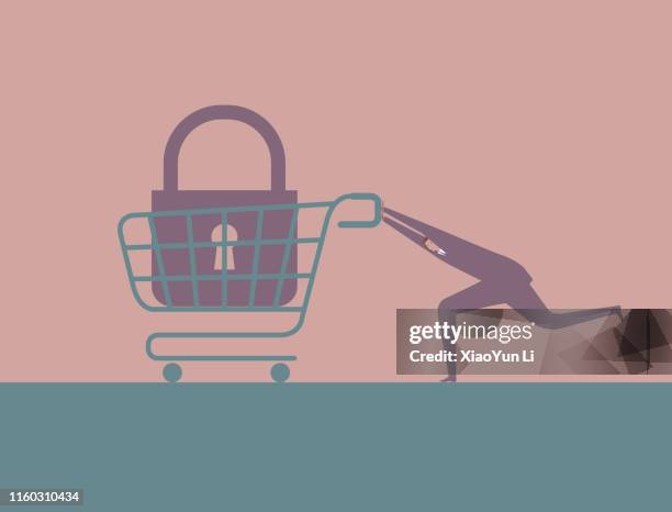 stockillustraties, clipart, cartoons en iconen met shopping concept ontwerp - privacy policy