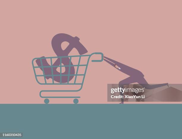 shopping concept design - grocery store manager stock illustrations