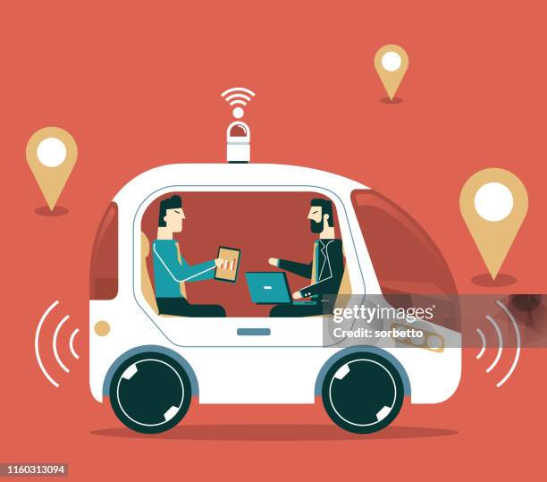 autonomes selbstfahrendes auto - fahrerloses auto stock-grafiken, -clipart, -cartoons und -symbole