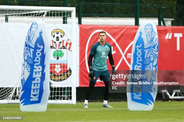 Harry lewis looks on during a Southampton FC Training Session pictured at Staplewood Training Ground on August 08, 2019 in Southampton, England.