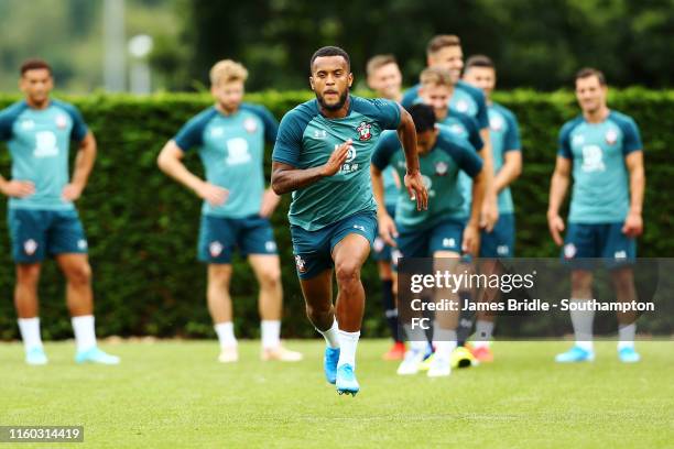 Ryan Bertrand runs during a Southampton FC Training Session pictured at Staplewood Training Ground on August 08, 2019 in Southampton, England.