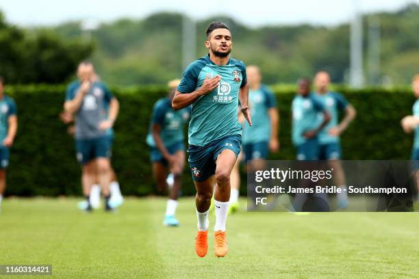 Sofiane Boufal runs during a Southampton FC Training Session pictured at Staplewood Training Ground on August 08, 2019 in Southampton, England.
