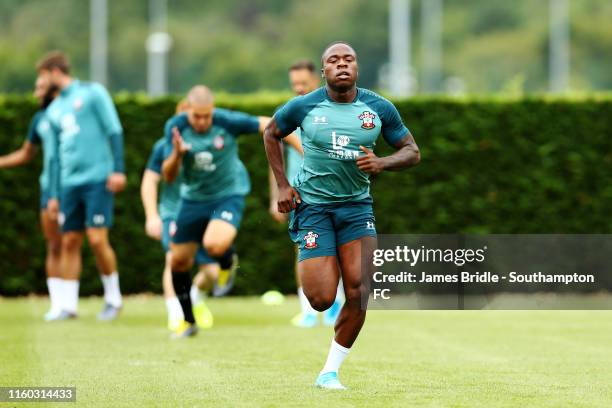 Michael Obafemi runs during a Southampton FC Training Session pictured at Staplewood Training Ground on August 08, 2019 in Southampton, England.