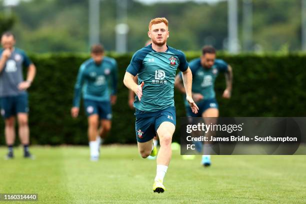 Harry Reed runs during a Southampton FC Training Session pictured at Staplewood Training Ground on August 08, 2019 in Southampton, England.