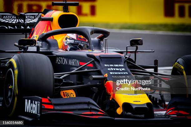 Red Bull's Dutch driver Max Verstappen competes during the Formula One Hungarian Grand Prix at the Hungaroring circuit in Mogyorod near Budapest,...