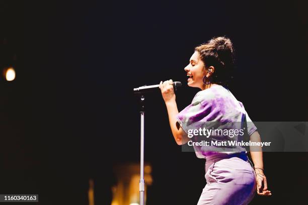 Alessia Cara performs during the Shawn Mendes Concert Los Angeles, CA at Staples Center on July 05, 2019 in Los Angeles, California.