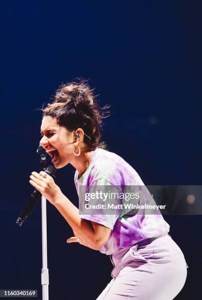 Alessia Cara performs during the Shawn Mendes Concert Los Angeles, CA at Staples Center on July 05, 2019 in Los Angeles, California.