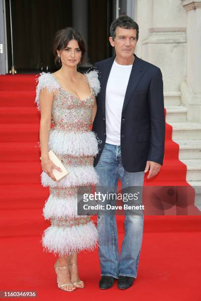 Penelope Cruz and Antonio Banderas attend the opening night of Film4 Summer Screen at Somerset House featuring the UK Premiere of "Pain And Glory" on...