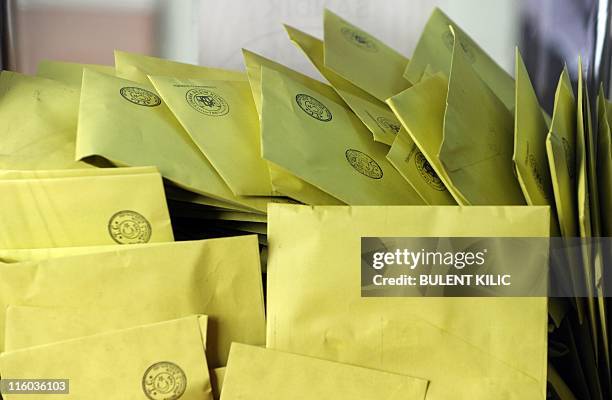 Votes sit in a box in Istanbul on June 12, 2011 during Turkey`s general election. Turks went to the polls in parliamentary elections, with the...